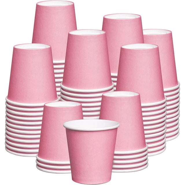 Comfy Package 3 Oz Pink Disposable Small Paper Cups for Espresso