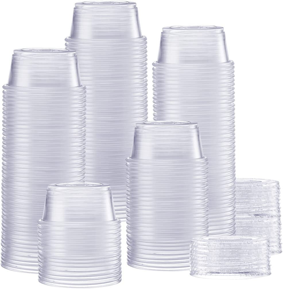 DecorRack 24 pack 2 oz Plastic Portion Cups with Lids, BPA Free