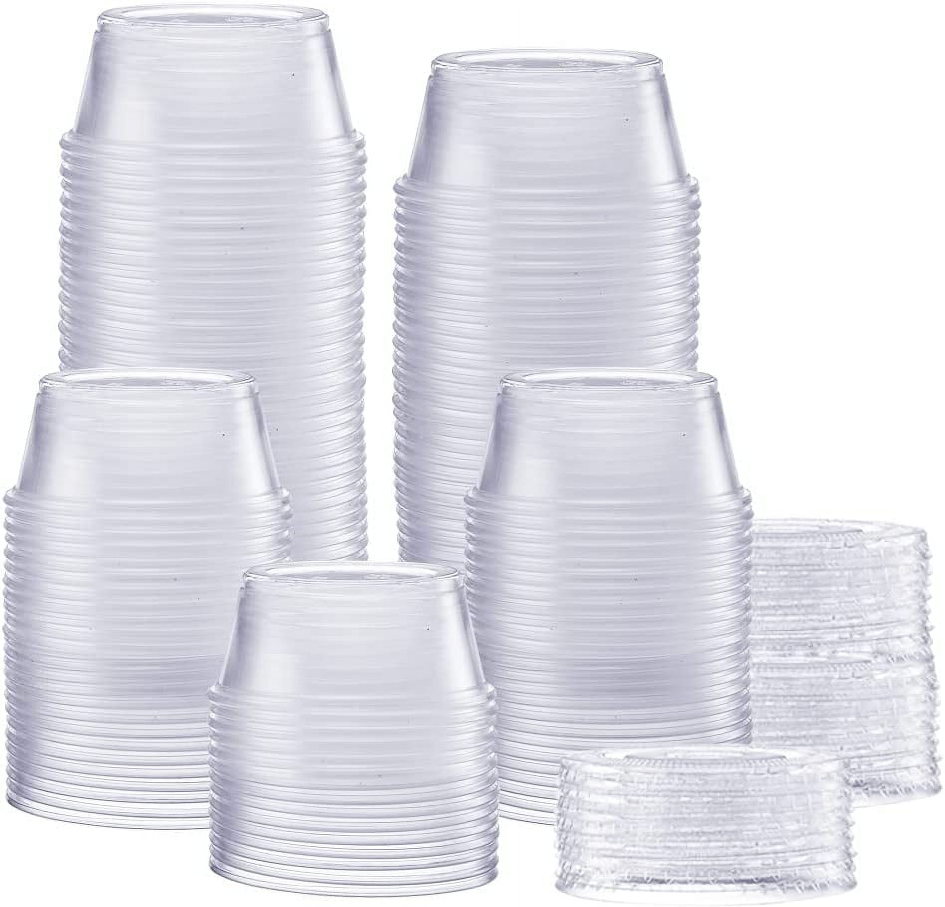 Turbo Bee 200 Sets 1oz Portion Cups with Lids,Jello Shot Cups with Lids, Small  Plastic Condiment Containers for Sauce,Souffle Cups 1oz-pc-200