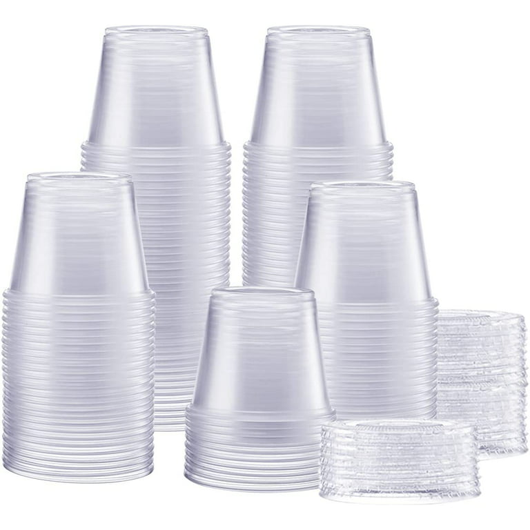 Prestee Small Clear Plastic Cups, 5 oz. 100 Pack, Hard Disposable