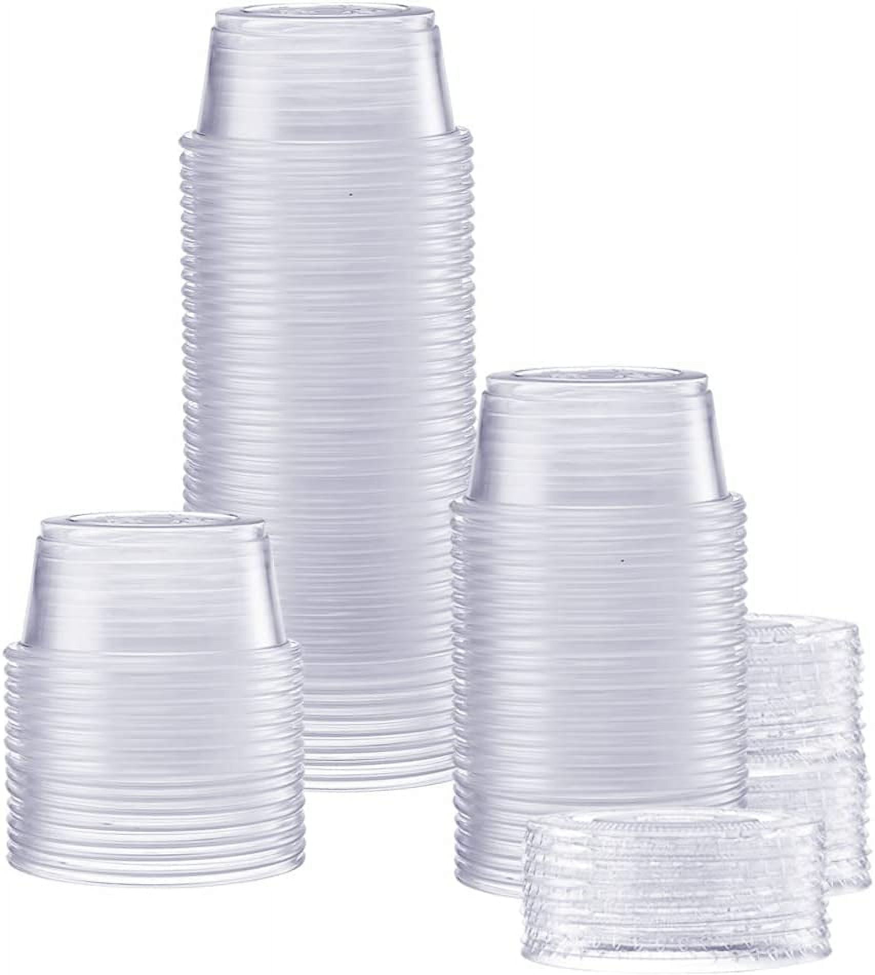 100 Sets - 2 oz. Plastic Portion Cups with Lids Souffle Cups Jello