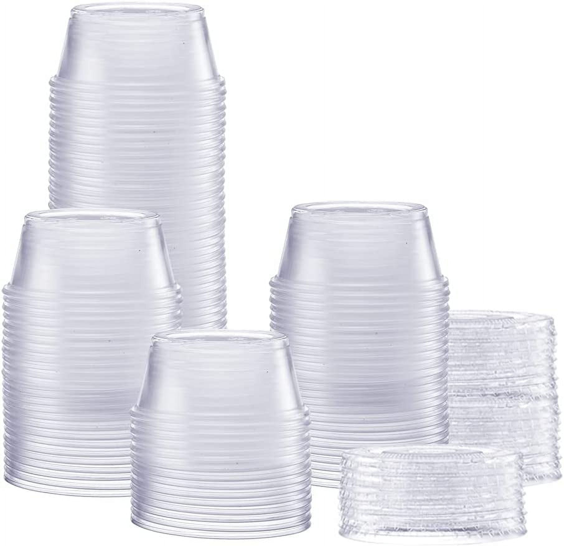 Comfy Package Small Plastic Cups with Lids Portion Cups & Dessert Cups, 4oz  100-Pack