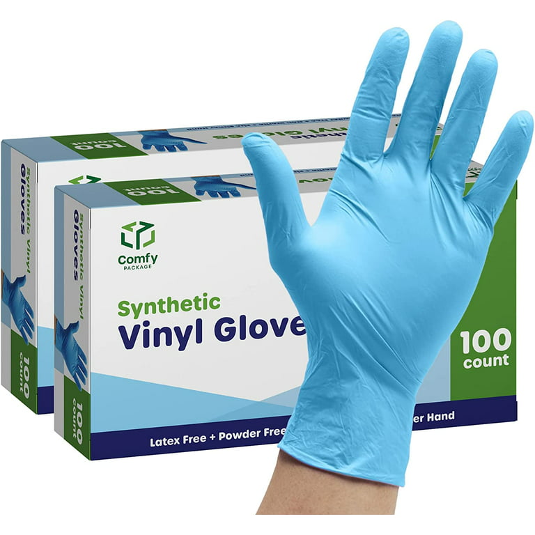 Comfy Package Synthetic Vinyl Gloves Disposable Latex Free Plastic Gloves,  Small 200-Pack