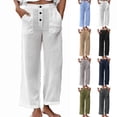 thumbnail image 1 of Comfy Pants Women Plus Size Fashion Casual Button Straight Fit Travel Pants with Pockets Trousers Pants for Women, 1 of 8