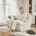 thumbnail image 1 of NOFFA Comfy Reading Chair for Adults, Boneless Couch with High Rebound Foam, Removable Scratch-Resistant Fabric for Bedroom, Living Room( Beige), 1 of 8