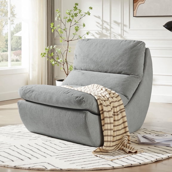 Comfy Reading Chair for Adults, Bean Bag Chairs for Adults, Cloud Boneless Couch with High Rebound Foam, Removable Scratch-Resistant Fabric, Reading Chair for Bedroom, Dorm, Living Room(Grey)