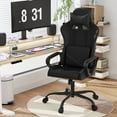 thumbnail image 1 of Comfy Rolling Video Game Chair for Adults, Ergonomic Office Chair with Lumbar Support, Height Adjustable Reclining Gaming Chair for Office, Home, Bedroom, Black, 1 of 7