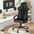 thumbnail image 1 of Comfy Rolling Video Game Chair for Adults, Ergonomic Office Chair with Lumbar Support, Height Adjustable Reclining Gaming Chair for Office, Home, Bedroom, Grey, 1 of 7
