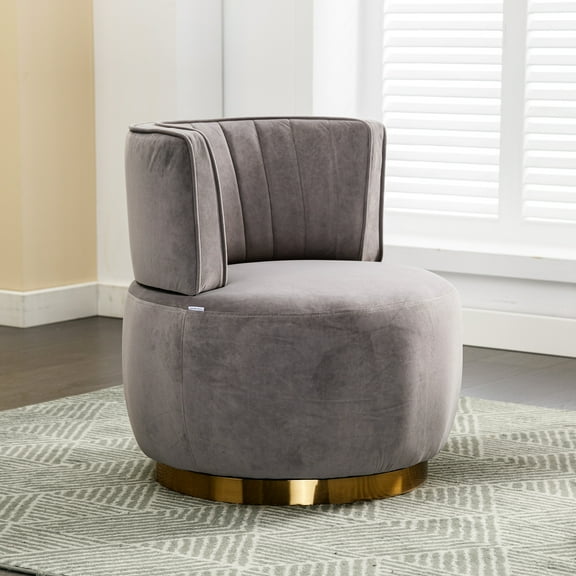 Comfy Round Swivel Cuddle Chair, Velvet Upholstered, Suitable For Living Room, Bedroom, Office, Hotel, Nursery, Lounge 360° Armchair, Fluffy Velvet, Cozy
