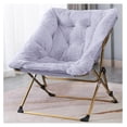 thumbnail image 1 of Comfy Saucer Chair for Adults, Soft Faux Fur Folding Lounge Chair for Bedroom Living Room Dorm Rooms Flexible Reading Chair for Teens Kids, X-Large Foldable Chair (Faux Fur-Lavender), 1 of 6