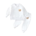 thumbnail image 1 of Comfy Sweatsuits Sets Boys Girls Long Sleeve Round Neck With Embroidered Teddy Bear Cute Fall Winter Sports Set Two-piece Set, White 2 Years, 1 of 3