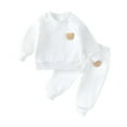 thumbnail image 1 of Comfy Sets CloCozyg For Boys Girls Long Sleeve Round Neck With Embroidered Teddy Bear Cute Comfortable Warm Sports Set Two-piece Set, White 2 Years, 1 of 3