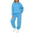 thumbnail image 1 of Comfy Sets for Women Clothing Casual Elastic Waist Joggers Matching Long Sleeve Hoodies Polka Dot Solid Lounge Trendy Sets with Pockets Blue L, 1 of 5
