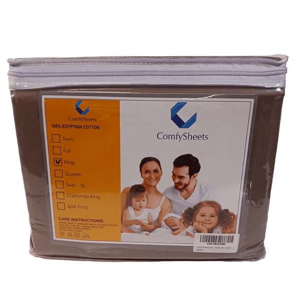 Comfy Sheets Egyptian Cotton 1000-TC King Sheets 4 Piece Set, TAUPE