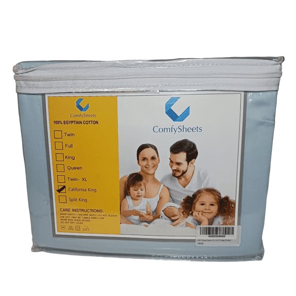 Comfy Sheets Egyptian Cotton 600-TC California King Sheets 4 Piece Set - L. BLUE