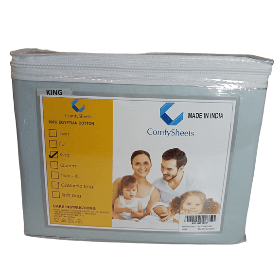 Comfy Sheets Egyptian Cotton 800-TC KING Sheets 4 Piece Set - Light Blue