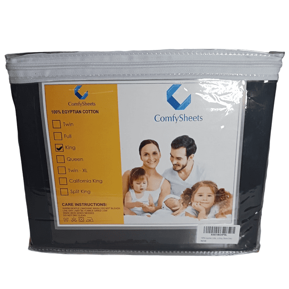 Comfy Sheets Egyptian Cotton 800-TC KING Sheets 4 Piece Set - Stone Grey