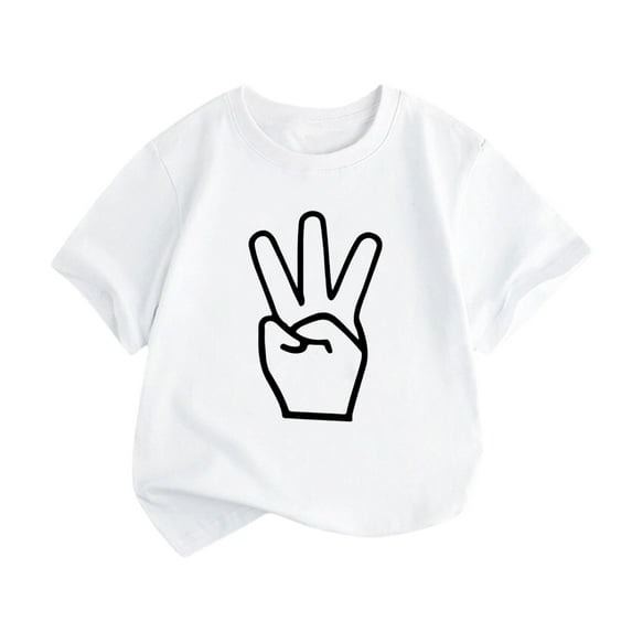 Comfy Shirt for Baby Little Children Boys Girls Big Kids THREE Cartoon Print Tops Short Sleeve Black Clothes