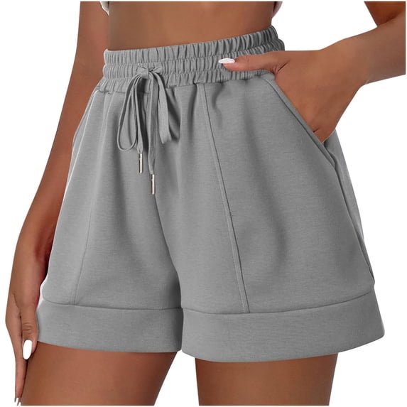 Comfy Shorts For Women Sevevn Women's Solid Color Casual Drawstring Sports Shorts With Pocket Womens Shorts Dressy Casual