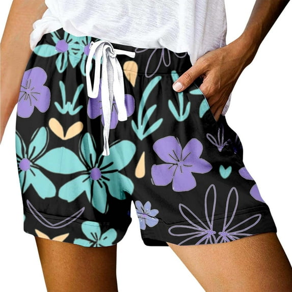 Comfy Shorts for Women, Sports Shorts for Women,Women's Casual High Waisted Sports Shorts with Print Loose Fit and Pocket Design for Active