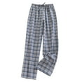 thumbnail image 1 of Comfy Sleeping Pants Mens Drawstring Wide Leg Plaid Pajama Pants with Pocket Cotton Loose Sleepwear Bottoms Army Green, 2XL, 1 of 7