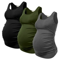 PARNIXS Comfy sleeveless maternity clothes,summer women's maternity Tank Top (3 pcs),L