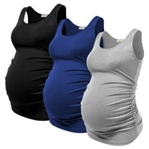 PARNIXS Comfy sleeveless maternity clothes,summer women's maternity Tank Top (3 pcs),