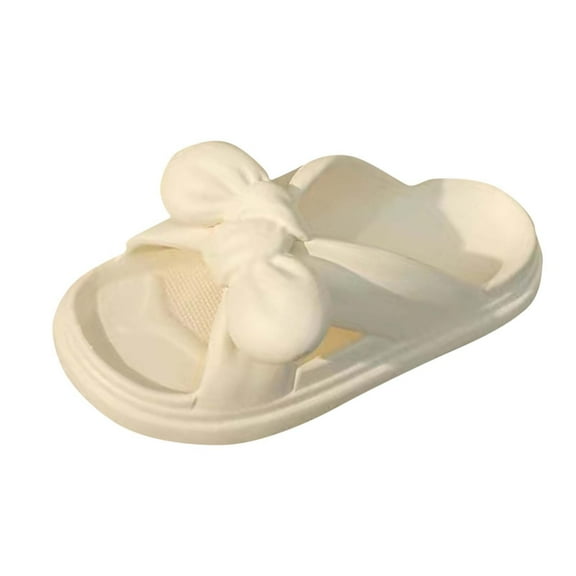 Comfy Slippers Thick Sole Cute Bow Soft Cushion Platform Non-Slip Quick Drying Open Toe Home House Bathroom Bedroom Slides Lightweight Sandals Indoor and Outdoor Shoes for Women and Girls