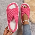 thumbnail image 1 of Comfy Slippers for Women Plush Crossstrap Open Toe Non-slip House Slippers Fall Slippers for Women Thick Soled Plush Slip‑on Indoor House Shoes, 1 of 7