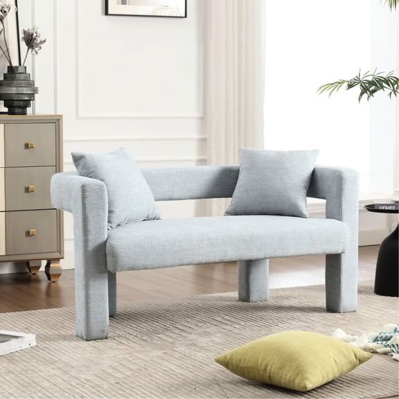 Comfy Small Couch with Chenille | Can Be Used in Dressing Room | Environmentally Friendly Frame & Chenille Cover | Detachable Pillows for Visual Effect