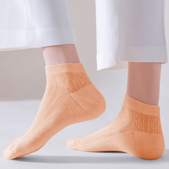 Comfy Socks Women Women's Solid Color Shallow Mouth Socks Ventilate Sweat Absorbing Socks Running Socks Men Orange One Size
