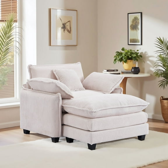 Comfy Sofa Chair,Gexpusm Oversized Armchair Wide Modern Sofa for Living Room & Bedroom,Modern Recliner Chair,Upholstered Reading Chair, Comfy Living Room Chair,Beige