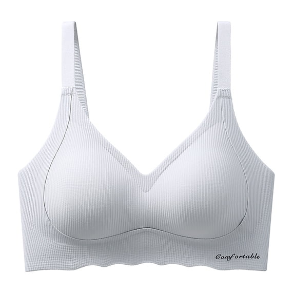Comfy Sports Bras for Women Lightly Lined Bra Feature V-Neck Longline Bra Style W-482 Hook and Eye Closure Wireless Bralette Gray XXL