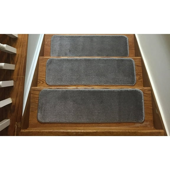 Comfy Stair Tread Treads Indoor Skid Slip Resistant Carpet Stair Tread Treads Machine Washable 8 ? inch x 30 inch (Set of 3, Grey)