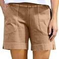 thumbnail image 1 of Comfy Stretch Twill Shorts for Women Casual Summer Shorts Elastic Waist Pull on Denim Jean Shorts Plus Size Khaki 3XL, 1 of 7