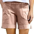 thumbnail image 1 of Comfy Stretch Twill Shorts for Women Casual Summer Shorts Elastic Waist Pull on Denim Jean Shorts Plus Size Pink XL, 1 of 7