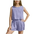 thumbnail image 1 of Comfy Summer Outfits for Girls Sleeveless Tank Tops Shorts Sets Crew Neck Teen Girl Loose Fitting Loungewear Purple, 6-7 Y, 1 of 6