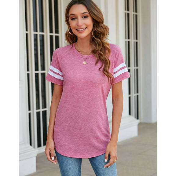 Comfy Summer Tees Short Sleeve Tops Blouse Round Neck T Shirts for Women