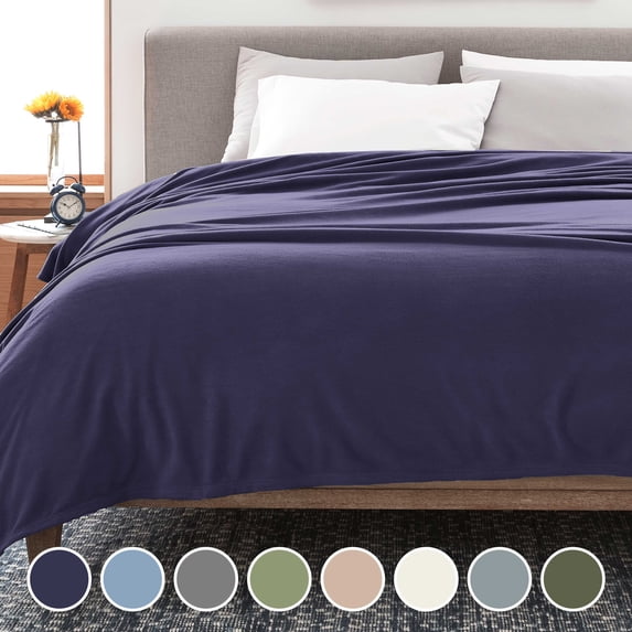 Comfy Supersoft Fleece Bed Blanket – Lightweight All-Season – King Size – Navy