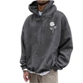 thumbnail image 1 of Comfy Sweatshirts for Men Hoodies Front Pocket Floral Print Long Sleeve Pullover Outerwear Sports Casual Tops (2XL, Dark Gray), 1 of 6