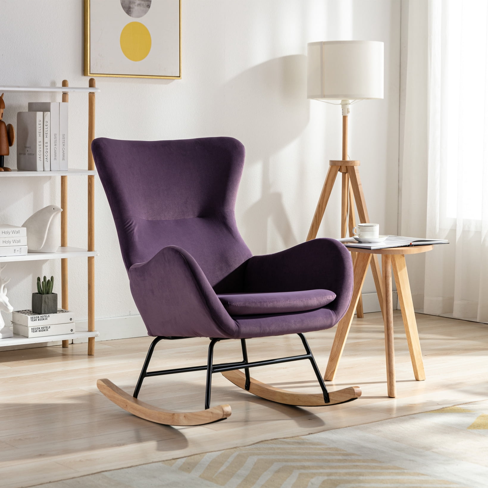 Comfy Teddy Rocking Chair for Nursery, Modern Glider Chair with High ...