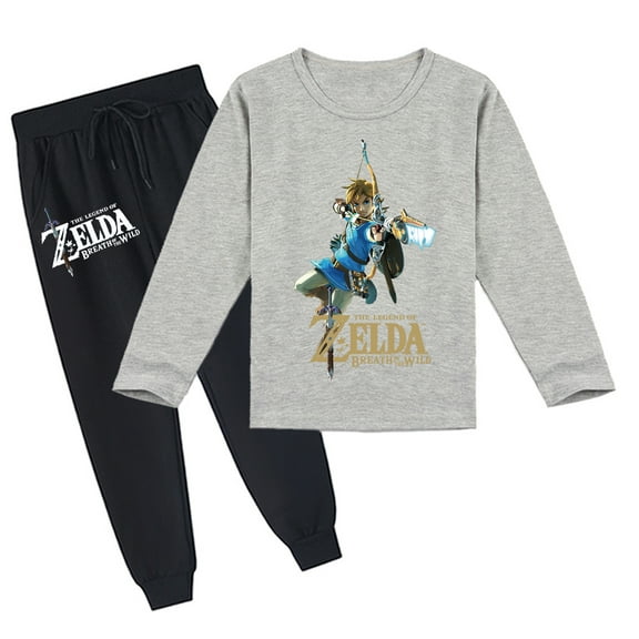 Comfy The Legend of Zelda Children's Long Sleeve T-shirt & Jogger Pants Set, Breathable, Spring Autumn, Prints