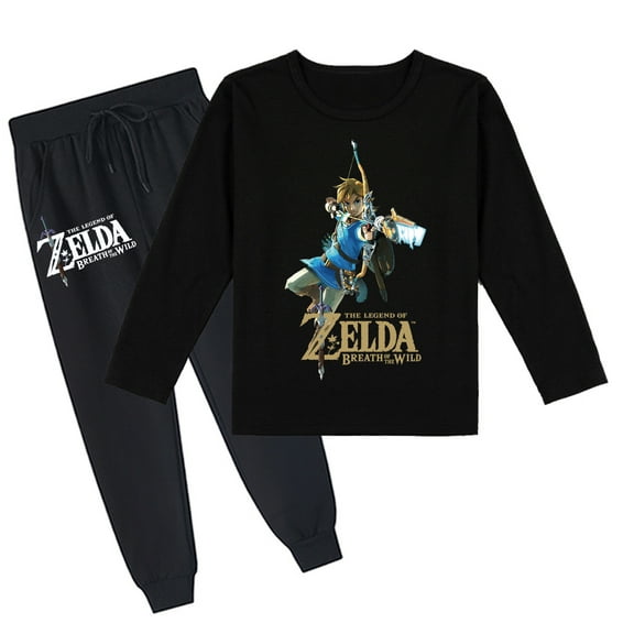 Comfy The Legend of Zelda Children's Long Sleeve T-shirt & Jogger Pants Set, Breathable, Spring Autumn, Prints