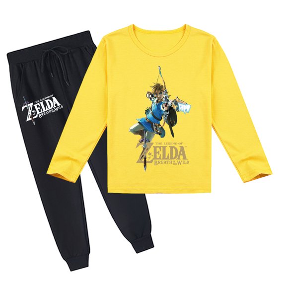 Comfy The Legend of Zelda Children's Long Sleeve T-shirt & Jogger Pants Set, Breathable, Spring Autumn, Prints