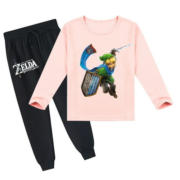 Comfy The Legend of Zelda Kids' Long Sleeve T-shirt & Pant Set, Unisex, Breathable, Ideal for Spring Autumn