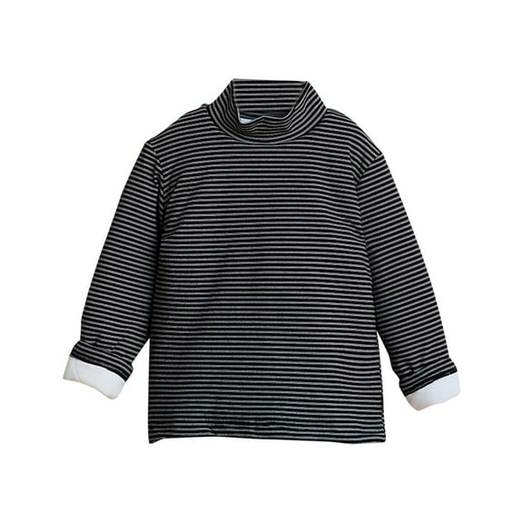 Comfy Thermal Tops for Boys Girls with Lining Thick Warm Striped Turtlenecks Long Sleeve High Neck Sweater (9 Years, Black)