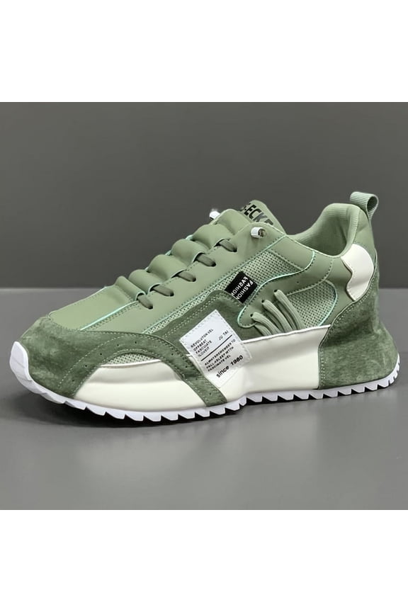 Comfy Trendy Platform Shoes For Outdoor Walking Jogging Camping, All Seasons Men's Lace Up Sneakers