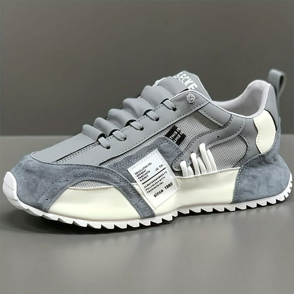 Comfy Trendy Platform Shoes For Outdoor Walking Jogging Camping, All Seasons Men's Lace Up Sneakers