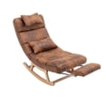 thumbnail image 1 of Comfy Upholstered High Back Rocking Accent Chair Indoor Arm Chair, Living Room Chair with Cushion and Solid Wood Base, PU Leather Rocking Chair for Living Room Bedroom, 1 of 1