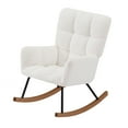 thumbnail image 1 of Comfy Upholstered Lounge Chair Rocking Chair With High Backrest, For Nursing, Reading & Relaxing Off White, 1 of 9